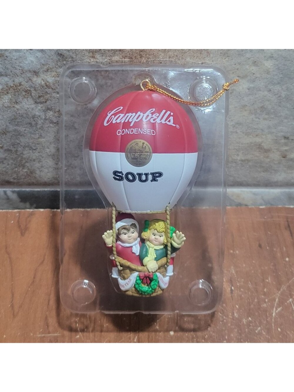 Campbells Soup Hot Air Balloon Christmas Ornament 1997 Campbell Kids Collectible